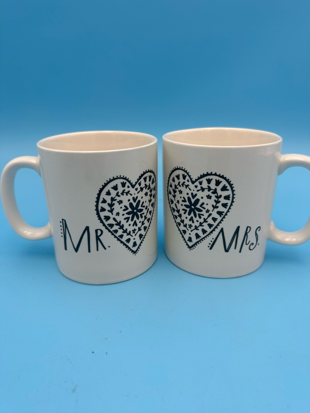 Set of 2 Mr. and Mrs. Coffee Mugs Natural Life 12 oz